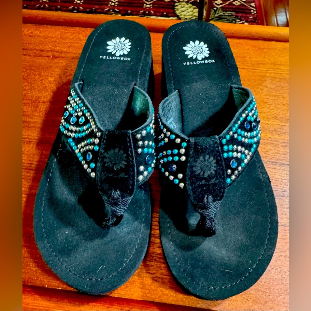 Yellow Box Sandals, Turquoise